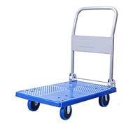 Chariot à plateforme pliable avec plateau en plastique, poignée en métal et roues silencieuses, chariot polyvalent pour déménagement intérieur/extérieur et transport, chariot à main robuste