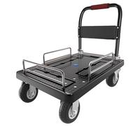 Chariot à plateforme pliable, chariot à plateau robuste avec clôture pliable à trois côtés, chariot multifonction pour meubles, bureau, garage