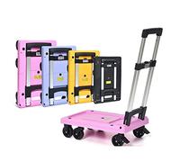 Chariot à plateforme pliable - Diable compact avec roues pivotantes à 360° - Châssis rétractable multicolore pour un rangement et une mobilité faciles - Idéal pour les charges lourdes