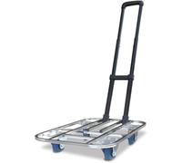 Chariot à plateforme pliable en acier inoxydable avec poignée télescopique, chariot de transport d'entrepôt robuste pour un chargement et un déplacement faciles 60 x 40 cm