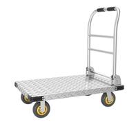 Chariot à plateforme pliable robuste - Capacité de 150 kg - Roues rotatives à 360° - Diable en acier avec bande en caoutchouc résistante aux chocs - Parfait pour les entrepôts (dimensions : 71 x 47 cm