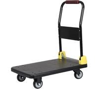 Chariot à plateforme pliable robuste - Chariot à main en acier pour un déplacement et un chargement faciles - Roues pivotantes à 360° - Solution de rangement compacte idéale pour un entrepôt et une