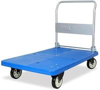Chariot à plateforme pliable robuste - Chariot à pousser en acier avec panneau en plastique Capacité de charge de 150 kg/299,4 kg Poignée pliable pour un rangement et un transport faciles, idéal pour