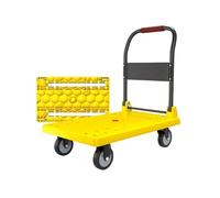 Chariot à plateforme pliable robuste - Chariot à pousser en acier pour un transport facile - Diable portable pour transport domestique - Chariot compact jaune - Idéal pour une utilisation domestique