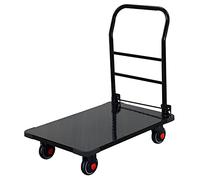 Chariot à plateforme pliable robuste en acier avec roues pivotantes à 360° et poignée pour faciliter le déplacement des bagages et articles ménagers