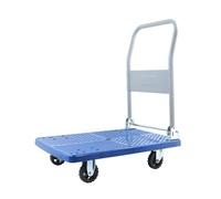 Chariot à plateforme pliable robuste en acier pour un transport facile - Grand chariot de déménagement bleu pour charges lourdes