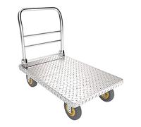 Chariot à plateforme robuste avec poignée pliable - Chariot à plateau roulant pour un rangement et un transport faciles dans la maison, le bureau, l'entrepôt - Diable mobile durable