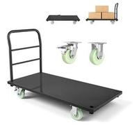 VEVOR Chariot à Plateforme Robuste Capacité de Charge 907 kg Chariot à Plateau 122x61 cm pour Manutention, Transport dans Usines, Entrepôts, Ateliers, en Acier Allié, avec Roues Pivotantes et Poignée