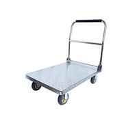Chariot à pousser robuste en acier inoxydable - Chariot à plateforme à poignée pliable avec roues pivotantes silencieuses - Chariot haute capacité de charge pour un déplacement et un transport sans