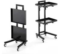 Chariot à roulettes à 3 étages avec plateau, support de rangement en acier inoxydable pour salon, cuisine, salle de bain