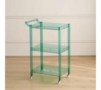 Chariot à roulettes avec poignée et roues à 360° - Acrylique transparent à 3 niveaux - Organiseur de rangement utilitaire pour cuisine, salle de bain, salon, bureau, bar, petit espace
