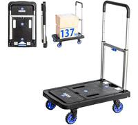 Chariot à roulettes, Chariot de Rangement Pliable, Demenagement, Transport matériau, Poignée télescopique, Charge Max. 137kg, Garantie 5 Ans, Hostrom