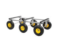 Chariot à roulettes, chariot de transport, roulettes de meubles, Dolly | 6 roues, capacité de charge de 544 kg, pneus de garde-corps en acier au carbone pour jardin/chantier, avec pneus pneumatiques