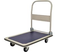 Chariot à roulettes en acier robuste à plateau - Chariot mobile pliable pour un chargement et un rangement faciles - Chariot à plateforme à roulement silencieux pour entrepôt et utilisation domestique