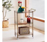 Chariot à roulettes en acrylique à 3 niveaux avec roues et poignée, organiseur de rangement mobile pour cuisine, salle à manger et salon