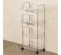 Chariot à roulettes en acrylique transparent avec roulettes à 4 niveaux de rangement Nizer pour cuisine et salle de bain Panier à suspendre multi-usage pour la maison