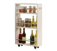 Chariot à roulettes étroit à 3 niveaux avec roulettes multi-usage pour cuisine, buanderie, salle à manger (blanc 15 x 55 x 80,5 cm)