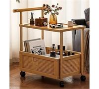 Chariot à roulettes moderne à 2 niveaux avec support à goûter et table basse - Table d'appoint multifonctionnelle pour chambre à coucher et salon Jaune 50 cm