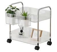 Chariot à roulettes multifonction avec roues pour la maison et le bureau | Cadre en acier durable avec plateaux amovibles, roulettes lisses, étagères réglables, chariots de rangement pour cuisine