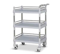 Chariot à roulettes portable à 3 étages pour cuisine et salon de beauté - Diable mobile avec frein gris chariot de rangement pour hôtels et services 73 x 53 x 100 cm