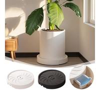 Chariot à roulettes pour pot de fleurs - Base mobile de 25 cm avec plateau de stockage d'eau - Pour intérieur et extérieur - Blanc