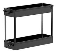 Chariot À roulettes pour Salle de Bain Organiseur et Rangement en Plastique PP avec roulettes Pivotantes Chariot Utilitaire pour Cuisine, Buanderie, Espaces Restreints(Black,38.8 * 12.5 * 30cm)
