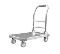 Chariot à roulettes robuste en acier inoxydable - Chariot à plateforme pliable sur roues pour entrepôt commercial et manutention express - Grand chariot roulant silencieux