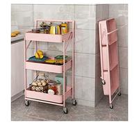 Chariot à roulettes,Versatile Trolley, 3 Tier Metal Storage nizer Cart with Wheels for Beauty Craft Art Foldable(Nero)