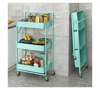 Chariot à roulettes,Versatile Trolley, 3 Tier Metal Storage nizer Cart with Wheels for Beauty Craft Art Foldable(White)
