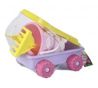 Chariot de Sable rempli Licorne, L : 31 cm, 6 pièces, Seau, Chariot, Pelle, râteau, 1 Moule à Sable