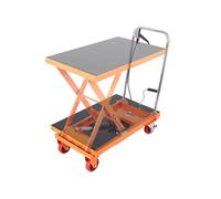 VEVOR Chariot à Table Élévatrice Hydraulique Charge 230 kg Chariot Élévateur Manuel à Ciseaux Simples Hauteur Levage 720 mm 4 Roues Coussin Antidérapant pour Manutention Transport Matériaux, Orange