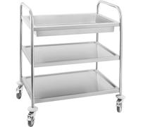Royal Catering RCGW 1 Chariot de Vaisselle Charriot de Service Desserte (Capacité de Charge Statique : 500 kg, Espacement des Plateaux : 27,5 cm, Protection anticollision, Acier Inoxydable)