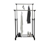 Chariot à vêtements 75x155x43cm Portemanteau double barre avec roulettes nouveau