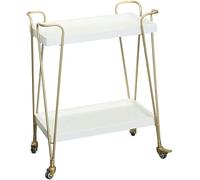Chariot à vin à 2 étages en bois massif avec roulettes, cuisine, bar, salle à manger, support à thé, meuble de cuisine, chariot de salle de bain (A 80 x 40 x 75 cm)