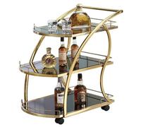 Chariot à vin Mobile à 3 Niveaux en Acier Inoxydable, Chariot de Cuisine à roulettes avec Table d'appoint et Rangement for Les Repas à la Maison