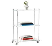 Chariot acrylique avec roues - étagère mobile à 3 niveaux pour rangement | chariot pour bar avec roues et archives, pour maison, cuisine, salle de bain, salle à manger, bureau, mariage, hôtel