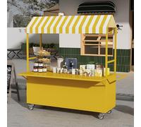 Chariot Alimentaire Mobile Commercial, Chariots De Restauration Portables À roulettes, Stands de Vente Ambulants en Extérieur pour Hot-Dogs et Glaces(Yellow,120cm/47.2in)
