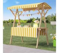 Chariot alimentaire pliable avec roues - Cadre extérieur en bois pour marchés agricoles et salons d'artisanat - Kiosque commercial portable