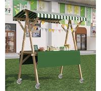 Chariot alimentaire pliable et léger avec auvent - Kiosque en bois polyvalent pour la vente de glaces, de collations et les stands de marché - Parfait pour les ventes commerciales et les évé