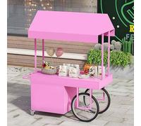 Chariot Alimentaire Portable, Chariot À Nourriture De Rue, Chariot À Auvent Portable De 100/120 Cm, Pour Marchés Agricoles Et Salons D'artisanat(Pink,100cm/39.4cm)