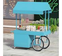 Chariot Alimentaire Portable, Chariot À Nourriture De Rue, Chariot À Auvent Portable De 100/120 Cm, Pour Marchés Agricoles Et Salons D'artisanat(Blue,120cm/47.2cm)