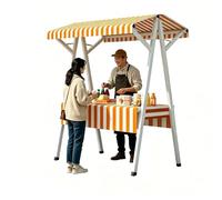 Chariot Alimentaire Portable pour Entreprise, Chariot de Rue Pliable avec Auvent, Étal de Marché pour Marchés Agricoles et Événements(Yellow,43in/110cm)