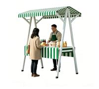 Chariot Alimentaire Portable pour Entreprise, Chariot de Rue Pliable avec Auvent, Étal de Marché pour Marchés Agricoles et Événements(Green,75in/190cm)