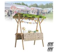 Chariot ambulant en bois pour vendeur de nourriture Stand de vente de hot-dogs, bonbons, glaces et autres en-cas - Chariot ambulant pour commerce(Green,120cm/47.2in)