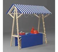 Chariot ambulant en bois, présentoir de promotion, kiosque de marché extérieur robuste, pour vendeurs ambulants, marchés agricoles et foires(Blue,59.1 * 23.6 * 78.7in)