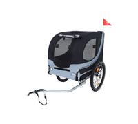 Chariot animal pliable 40L, roues 20"" suspension, attelage universel rapide, réflecteurs sécurité, pour chien petit/moyen, gris/noir
