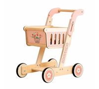 Chariot avec Siège Enfant Naturel | À Pousser, Caddie En Bois pour Enfant, Enfants, tout-Petits