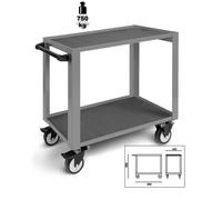 Chariot Beta CP51 G Gris solide avec 2 étagères capacité de charge 750Kg