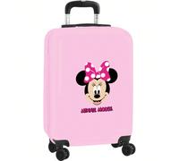 Chariot cabine 20" Minnie Mouse "me time" | Intérieur doublé et organisé avec poche en filet et panneau séparateur | Sangles élastiques pour maintenir les bagages | Poignée flexible et doubles roues r