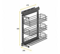 Emuca Chariot extractible TitaneStar, fermeture amortie, module 300 mm, acier, gris anthracite